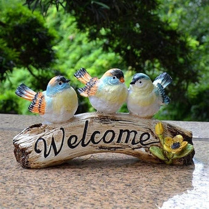 Garden Statues Outdoor Large Clearance Animal Garden Ornaments Outdoor Garden Decoration Outdoor Courtyard Villa Resin Three Birds Welcome Ornaments Garden Statues Landscape Card