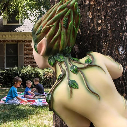 Outdoor Statues Decoration Fairy Tree Hugger Face Sculpture Peeker Courtyard Decoration Fairy Garden Ornament Figurines Art Yard Tree Hugger