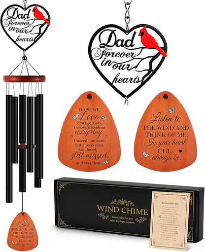 Kathfly Cardinal Wind Chimes for Loss of Loved One, 28" Memorial Wind Chimes for Outside, Cardinal Sympathy Bereavement Condolence Funeral Windchime Gifts for Loss of Father Dad Him