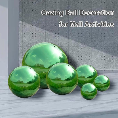 Nerien 8 Inch Gazing Ball, Stainless Steel Garden Mirror Globe, Polished Ornament Sphere, Hollow Floating Reflective Hemisphere, Home Outdoor Pond Housewarming Swimming Pool Decoration Gift, Green