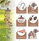 Farmhouse Decor Wind Chimes, Chicken Wind Chime Gift for Women Men, 35" Vintage Metal Farm Animal Windmill & Barn Decor for Home, Outdoor Garden Patio