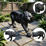 Large Black Tiger Statue Outdoor Garden Sculpture - 33.46" L x 15.75" H Weather Resistant Wildlife Animal Figurine Decor Feng Shui Protection Beast for Patio, Lawn, Yard, Pathway