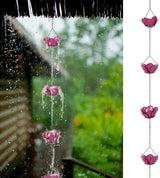 Gutter Chain, Rain Chain for Gutter, Downspout Decorative Metal Rain Catcher Diverter with Hook for Outside Windowsill Garden Patio Courtyard (Purple)