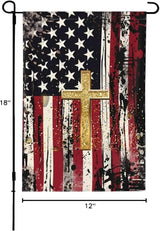 Patriotic Garden Flag Vertical 12x18 Inch Small Yard American Flag Cross Flag Yard Seasonal Holiday Outdoor Decor