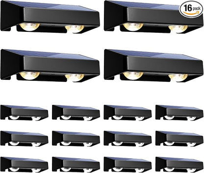 SOLPEX Solar Fence Lights Outdoor, 9 Fixed Colors ＆ Color Changing Fence Solar Lights Outdoor Waterproof IP65, LED Deck Lighting for Backyard Wall Step Patio Railing Pool Porch (16 Pack)