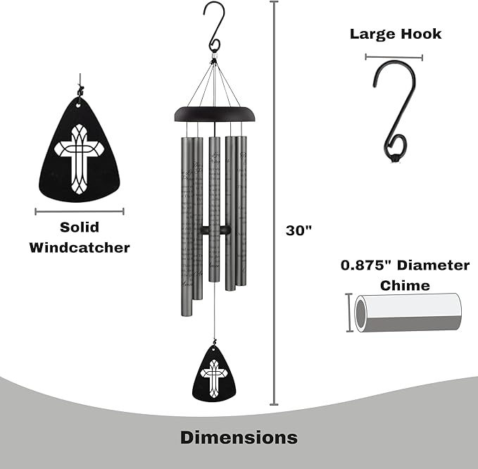 The Bridge Collection 30" 'Lord's Prayer' Christian Bible Verse Wind Chime - Windchime for Outdoor Garden Patio/Porch