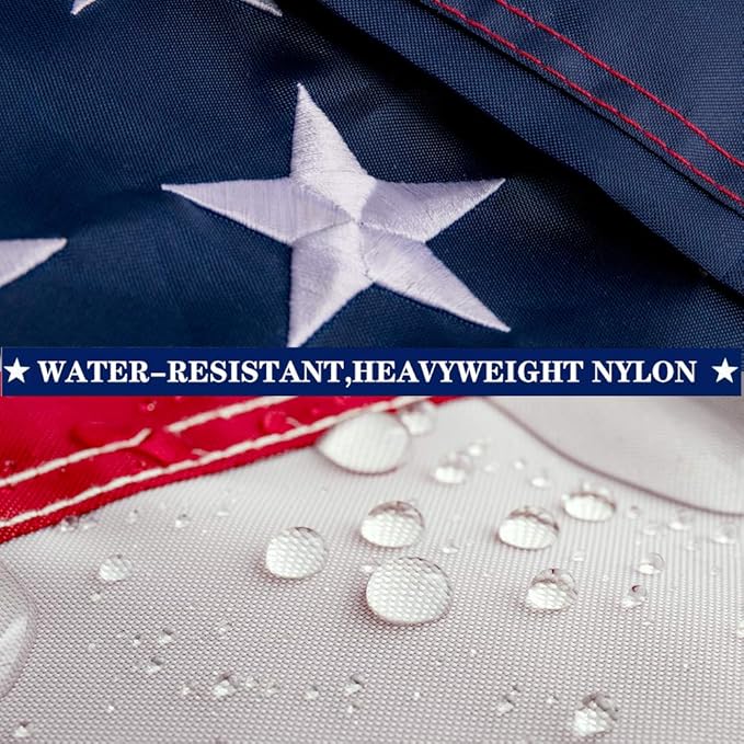 American Flag 3x5 ft - Embroidered Stars,Sewn Stripes, Durable Nylon,UV Protected,Brass Grommets,Perfect for Outdoor/Outside Use Heavy Duty US USA Flags