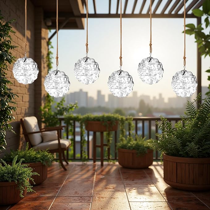 1.8in Clear Crystal Glass Flower Prisms 6pcs Crystal Hanging Ornaments for Window Glass Ornaments for Crafts for Mother's Day Wedding Party Decor