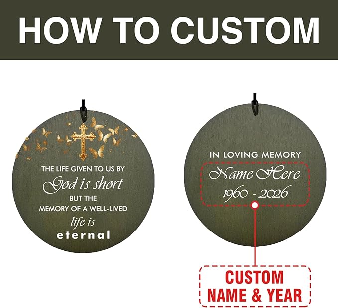 Personalized Wind Chimes, in Loving Memory of Sympathy Wind Chimes, Cross Memorial Wind Chime, Loss of Loved Dad/Mom, Butterfly Funeral Gifts, Listen to the Wind, Produced in USA