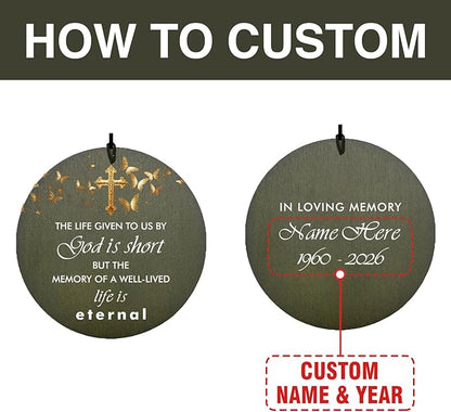 Personalized Wind Chimes, in Loving Memory of Sympathy Wind Chimes, Cross Memorial Wind Chime, Loss of Loved Dad/Mom, Butterfly Funeral Gifts, Listen to the Wind, Produced in USA