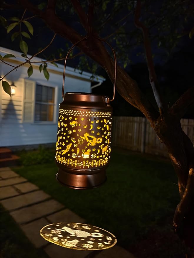 cat Solar Light Outdoor Waterproof Hanging Ornament, Solar Decoration LED Lantern Outdoor Garden Decoration, Suitable for Patio, Patio, Lawn, Tabletop, Path, Landscaping, Cat Lover(cat)