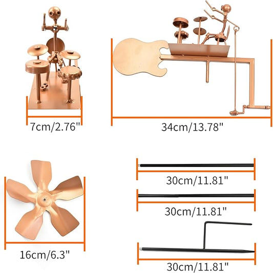 CHANCS Handmade Metal Drummer Windmill Kinetic Sculpture Spinners for Outdoor Yard Garden Decoration