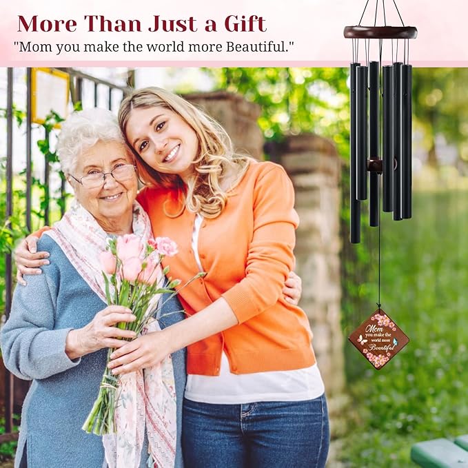 Wind Chimes for Mom, 36" Memorial Wind Chimes for Loss of Mother, Bereavement Sympathy Gifts in Memory of Women, Outdoor Gifts Garden/Patio Decor for