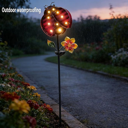 Solar Garden Decor Lights,Outdoor Garden Stakes Waterproof Beetle Lights Gifts for Women Mum and Metal Bird Decorative LED Lanterns for Yard, Patio(Beetle)