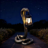 Solar Garden Outdoor Statues Snake with Solar Lights Outdoor Chrismtas Decorations - Lawn Decor Snake Statue for Patio, Balcony, Yard Ornament - Unique Housewarming Gifts (Brass Color)