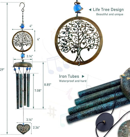 ASTARIN Wind Chimes Outside Unique Tree of Life Wind Chime All Metal Wind Chimes for Love One Gifts for Mom, Grandma, Daughter, Decoration for Home, Garden, Patio, Backyard(29”)