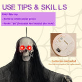 Halloween Decorations,3 Pack Halloween Hanging Skeleton Ghosts with Lighted Up Eyes,Scary Colourful Cloth Grim Reapers for Indoor,Outside Yard Lawn,Haunted House Prop,Party Supplies