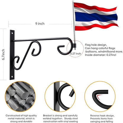Hanging Plant Bracket Metal Wall Hook,Anti-Rust Indoor Outdoor Wall Hangers for Bird Feeders, Planters, Lanterns, Wind Chimes,Doorplate. (9 Inch, 2 Pcs)