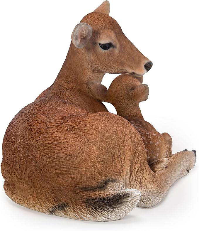 Cuddling Mother and Baby Deer Garden Statue