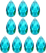PATIKIL K9 Crystal Pendants Teardrop Beads, 10 Pack 38mm Chandelier Prisms Parts Hanging Beads DIY Lamp for Arts Crafts Decoration, Navy Blue