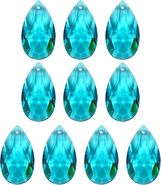 PATIKIL K9 Crystal Pendants Teardrop Beads, 10 Pack 38mm Chandelier Prisms Parts Hanging Beads DIY Lamp for Arts Crafts Decoration, Navy Blue