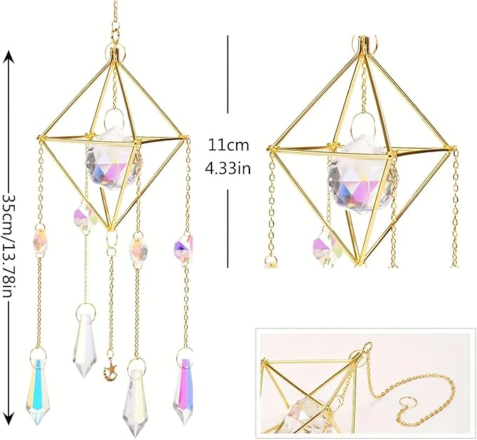 Sun Catchers with Crystals Hanging Crystals Prisms Suncatcher Crystal Suncatchers Hanging Wind Pendant for Window Garden Home (Type-B)