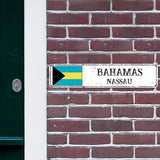 Bahamas Street Sign Custom Bahamas Flag Signs Capital City of Bahamas Metal Sign Road Wall Art Farmhouse Decorative Sign Rustic Home Decoration Gift for Foreign Friend, Neighbor 18x4inch