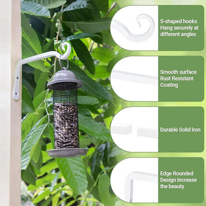 Mkono Plant Hangers Indoor, 6 Inch Metal Plant Bracket, Decorative Wall Hooks for Hanging Plants, Bird Feeder, Flower Basket, Wind Chimes, Home Outdoor Decor, 2 Pack White