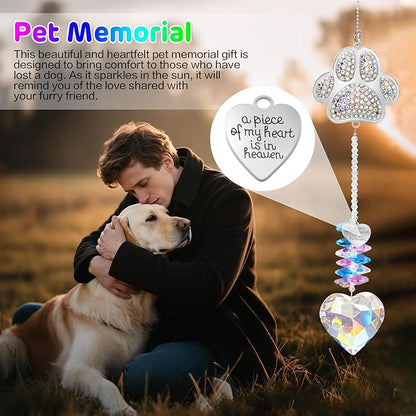 Dog Memorial Gifts - K9 Crystal Suncatcher with Durable Zinc Alloy - Pet Loss Sympathy Keepsake for Cats - Rainbow Bridge Remembrance Ornament for Home Garden Window
