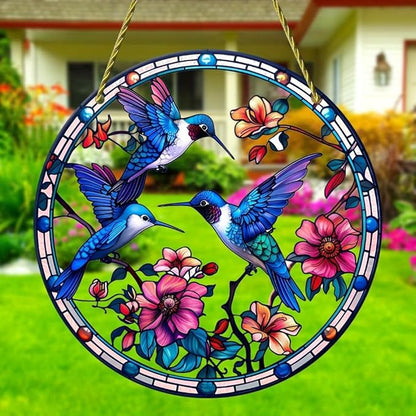 Hummingbird Suncatchers for Windows Hanging Garden Suncatcher Acrylic Window Hanging Panels Decor Gifts for Mom Friend Grandma Wife Housewarming Birthday Home 5.9 * 5.9inc/15 * 15cm (C)