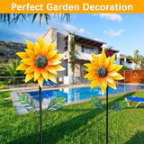 Sunflower Wind Spinner Outdoor, Metal Wind Sculptures with Stake, Outdoor Windmill Flower Pinwheels Decorations for Yard Garden Lawn Patio Decor 46 * 10 inchs