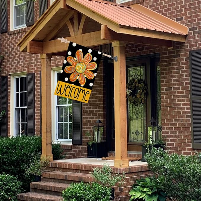 CROWNED BEAUTY Summer Floral House Flag 28x40 Inch Double Sided Large Burlap Welcome Holiday Flag for Outside Yard CF1503-40