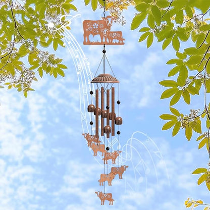 OLYCRAFT Cattle Metal Wind Chimes Outdoors Wind Chime Sympathy Memorial Windchime Iron Windchime Memorial Presents Hanging Windbell for Patio Backyard Home Garden Pendant Decoration - 30 Inch
