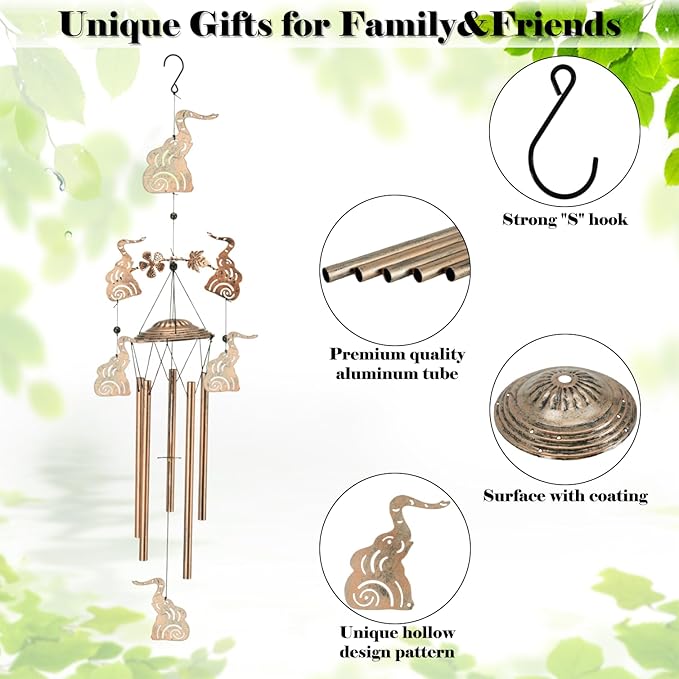 Wind Chimes for Outside Garden Decor - Elephant Decorations Wind Chimes, Birthday Gfits for Women, Mom, Grandma, Memorial Gifts, Housewarming Gifts, Yard or Patio Deals