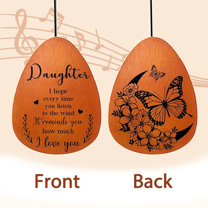 Daughter Wind Chimes - Daughter Gifts from Mom, Daughters Birthday Gifts, Christmas Birthday Gift for Daughters Adult, Butterfly Wind Chimes for Women, 25.5"