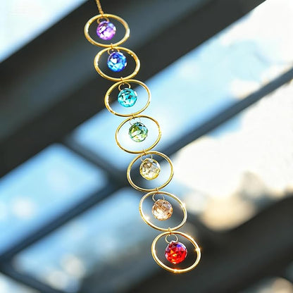 7 Chakras Healing Crystals Hanging Chakra Wall Decor Pendant Ornaments 7-Color 20 mm Crystal Balls for Wind Chimes, Hanging Sunlight Catcher, Window Ornament, Meditation, Fengshui, Yoga