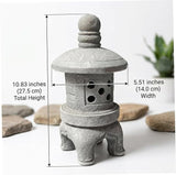 Japanese Garden Decor Solar Pagoda Light, Outdoor Stone Finish Pagoda Garden Statue with Auto On/Off for Patio Yard, Pet Decors