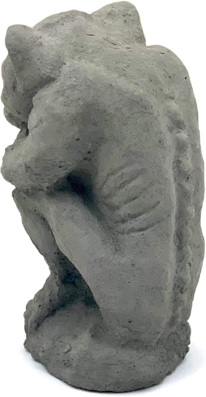 Sitting Gargoyle Statue (Set/2): Solid Durable Stone with Distressed Texture. Perfect Home Design & Sealed for Outdoor Use. Handcrafted USA. (Antique/Gray)