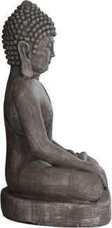 John Timberland Sitting Buddha Statue Sculpture Zen Asian Japanese Garden Decor Outdoor Front Porch Patio Yard Outside Home Balcony House Exterior Weathered Light Sandstone Finish 29 1/2" Tall