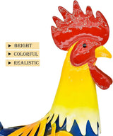 Metal Rooster Yard Art Chicken Garden Outdoor Decor, Metallic Roosters Statue & Sculpture Decorations for Kitchen Farm Lawn Patio Backyard Housewarming