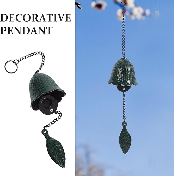 DOITOOL Retro Temple Wind Chime Pendant 12.2 Inch Iron Hanging Bell for Outdoor Garden Patio Balcony Decor with Melodious Sound