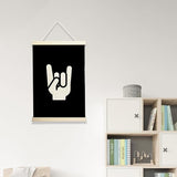 NQDWX Rock On Hand Sign Wood Poster Hanger - Vintage Music Band Wall Decor for Boys Room, 12x17 Inch Rustic Wood Frame Rock & Roll Art, Cool Retro Bedroom Poster, Guitarist Gift for Teens. (132)