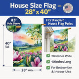 Caroline's Treasures Louisiana Magnolias in Watercolor House Flag Large Porch Sleeve Pole Decorative Outside Yard Banner Artwork Wall Hanging, Polyester, House Size, Multicolor