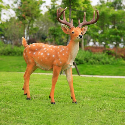 Yard Decorations Outdoor Garden Large Statues, Outdoor Statues Resin Sika Sculpture Simulated Floor Sika Deer Decoration Garden Landscape Decoration Garden Courtyard Animal Statue(62*27*82cm)