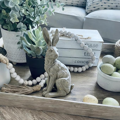 DiliComing Outdoor Rabbit Garden Statue - 12 Inch Large Easter Bunny Decor Grey Resin Animal Sculpture for Home Lawn Yard Decorations Womens Gifts