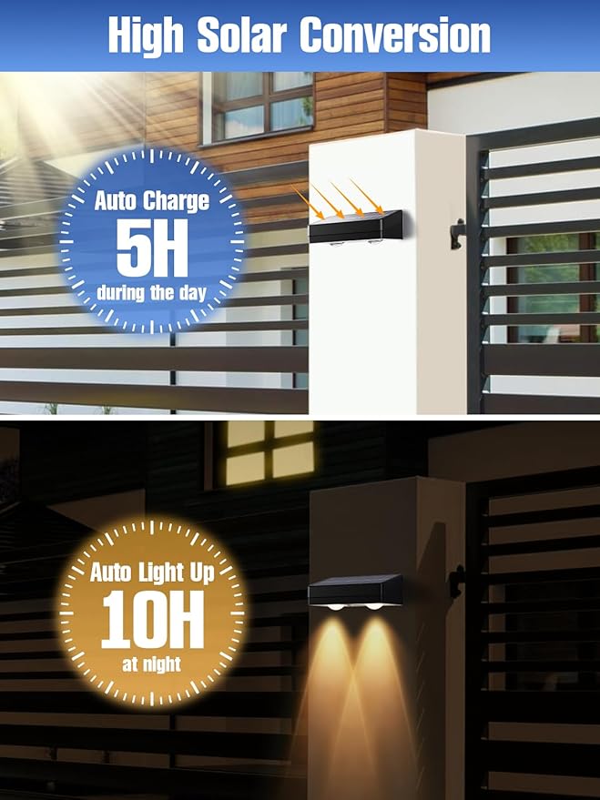 Solar Fence Lights Outdoor Waterproof LED,12 Pack RGB Fence Solar Lights, 12 Modes Color Changing Outside Lightings Decor for Wall Railing Patio Deck Backyard Garden Pool
