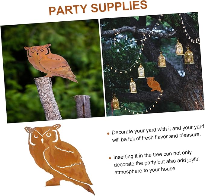 1Pc Owl Shaped Iron Garden Stake Decor Durable Outdoor Statue for Vibrant Courtyard Unique Owl Brighten Up Your Garden for Decor and Garden Art