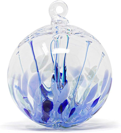 Luke Adams Handmade Glass Gazing Balls for Garden – Hand Blown Glass Gazing Ball for Yard Décor – Decorative Garden Globe Raindrop (Blue)