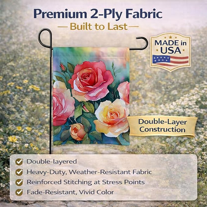 Caroline's Treasures Oklahoma Roses in Watercolor Garden Flag Mailbox Flag Decorative Yard Flag Banner Outside Patio Artwork Yard Flower Beds, Garden Size, Multicolor