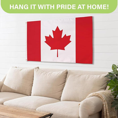 Evergreen Canadian Flag 3x5 Outdoor Double Sided, Canada Flags for Outside with Grommets, 3-Ply Banners for Garden Patio, Indoor Flags for Wall Decor, Works with Standard Estate Flag Poles